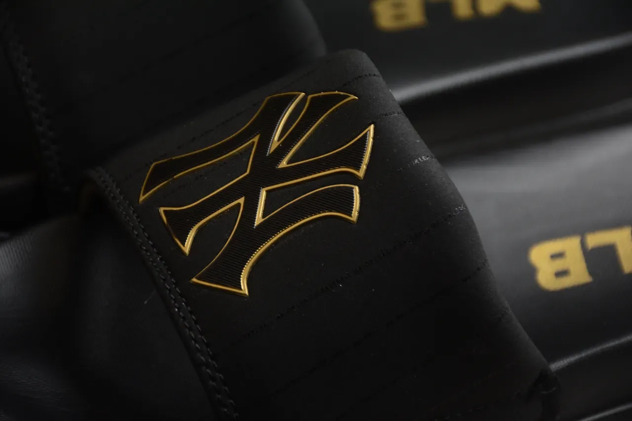 Black Gold Synthetic Upper Logo Accent Slippers 6