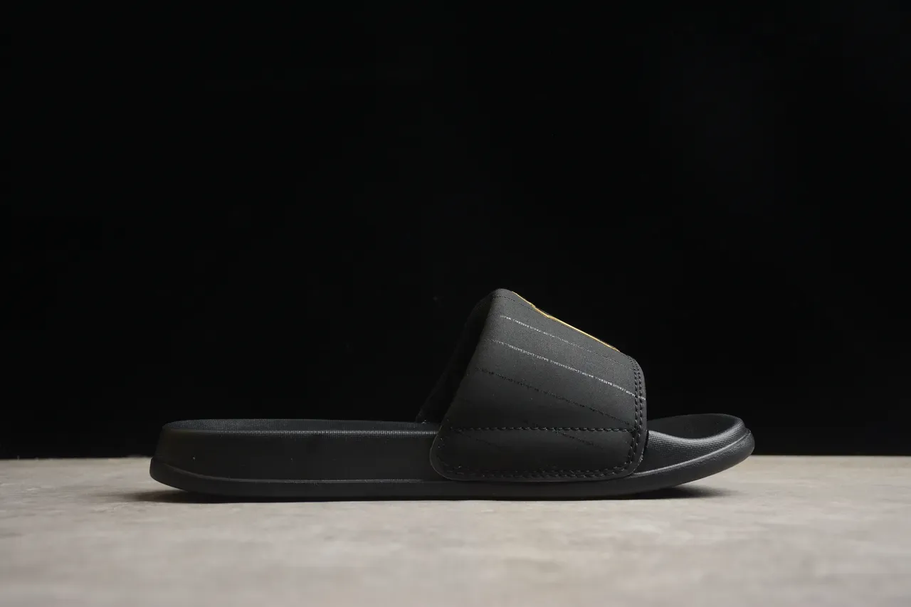 Black Gold Synthetic Upper Logo Accent Slippers 12