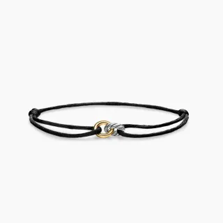 Bracelet en cordon fin noir et or à nœud torsadé bicolore