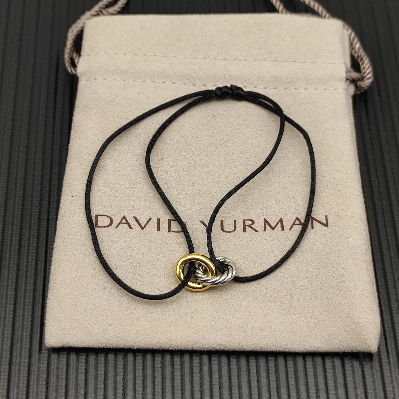 Black Gold Thin Cord Dual-Tone Twisted Knot Bracelet 9