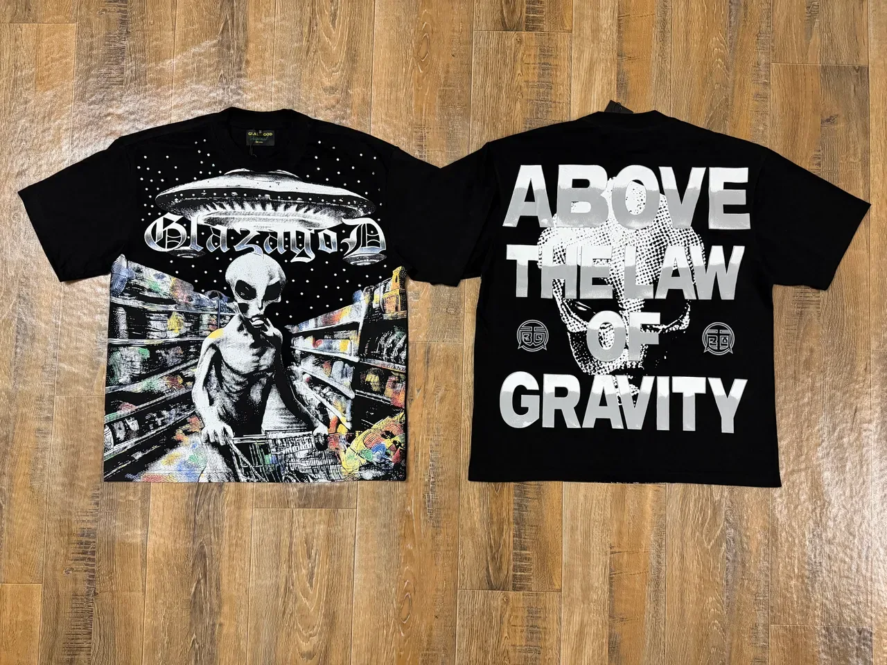 Black Graphic Print Alien Theme Oversized T-Shirt 4