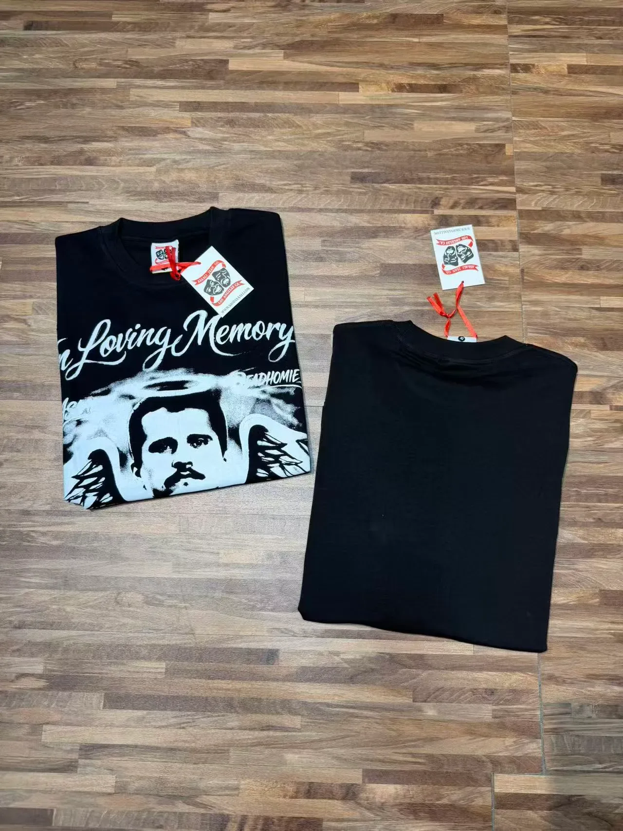 Black Graphic Print Angel Memorial T-Shirt 4