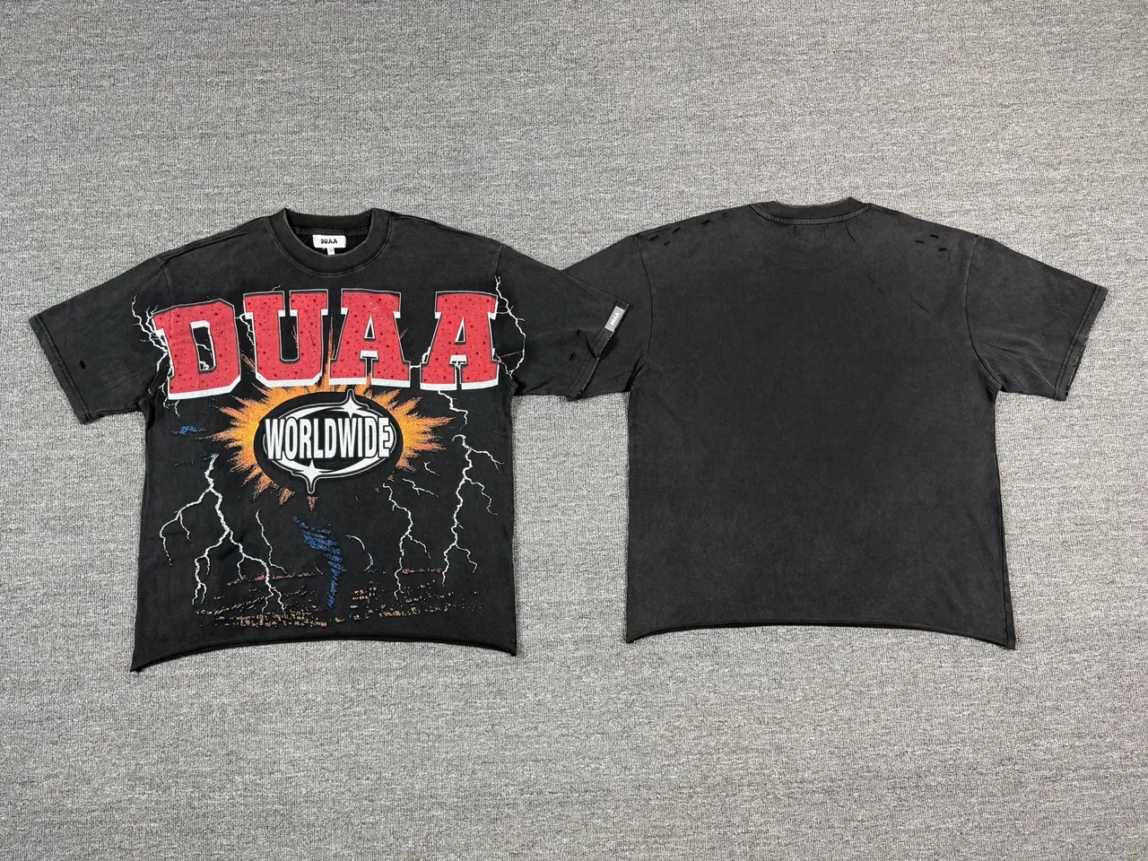 Black Graphic-Print Distressed Oversized T-Shirt 7