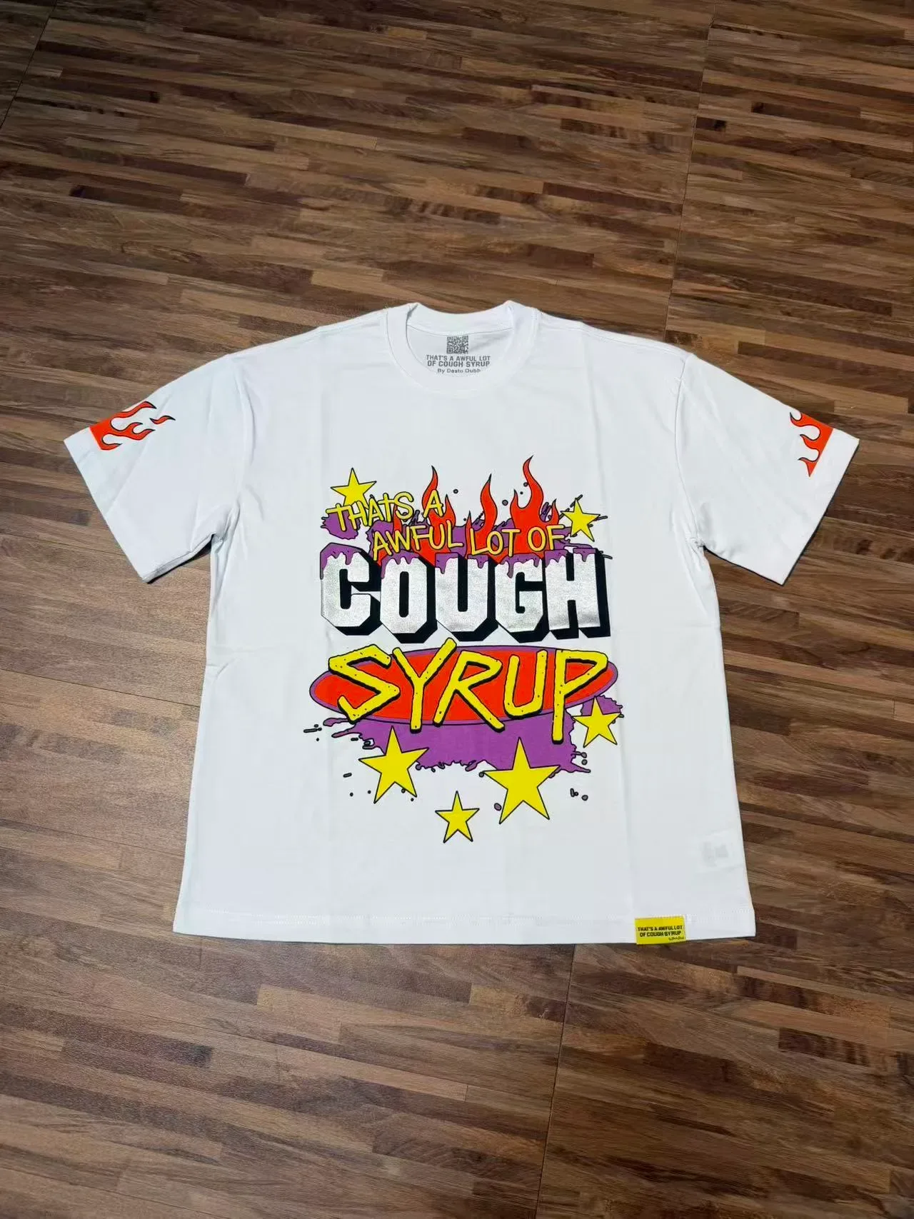 Black Graphic-Print Flame and Star Motif T-Shirt 3