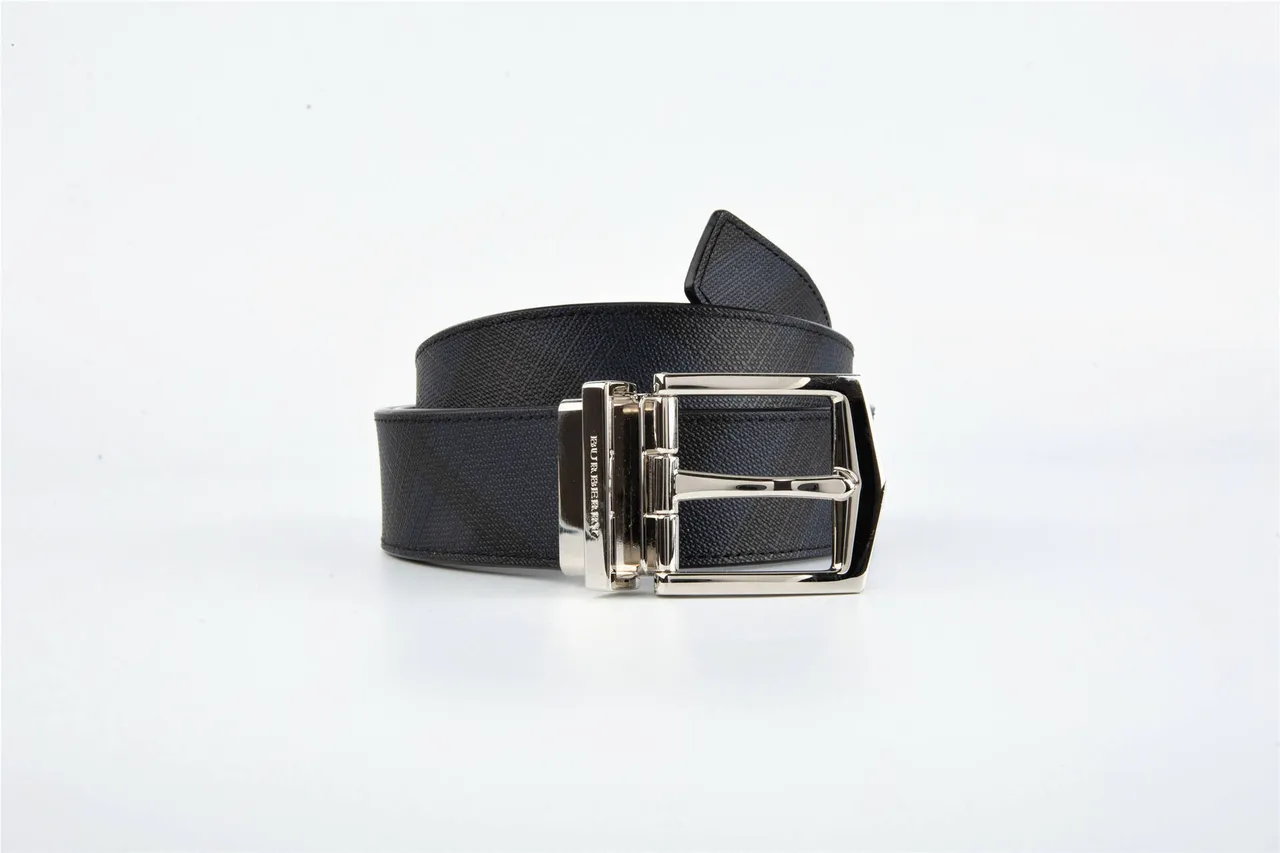 Black Gray Reversible Patterned Fabric Leather Belt 8