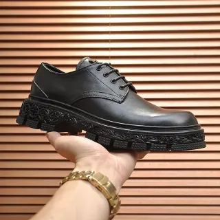 Black Leather Cap-Toe Oxford Shoes