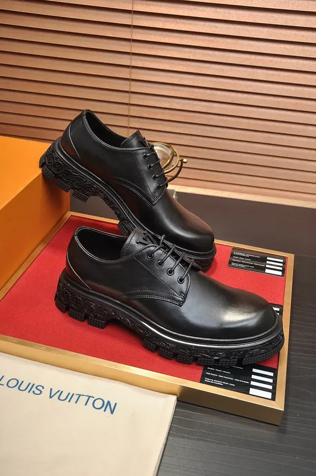 Sapatos Oxford de couro preto com bico redondo 5