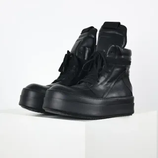 Black Leather Platform Ankle Boots