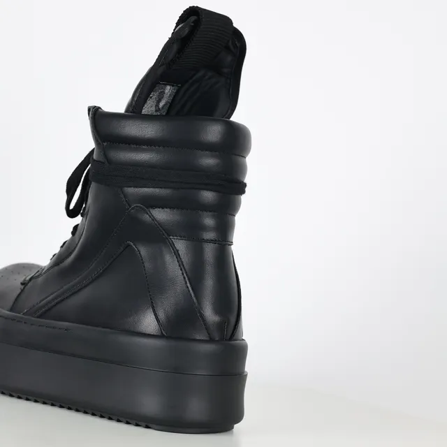 Black Leather Platform Ankle Boots 4