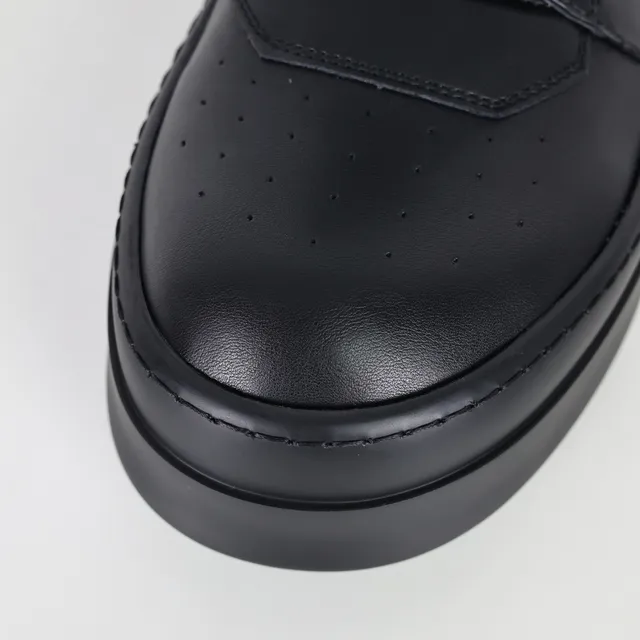 Black Leather Platform Ankle Boots 5
