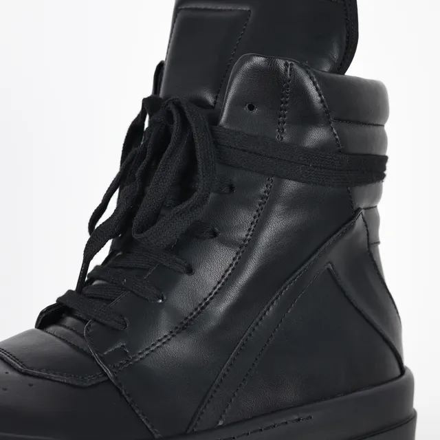 Black Leather Platform Ankle Boots 6