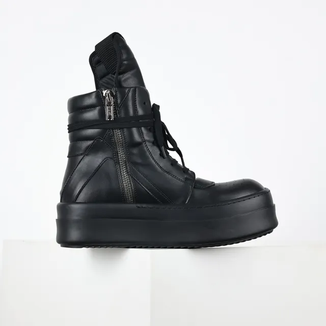 Black Leather Platform Ankle Boots 7