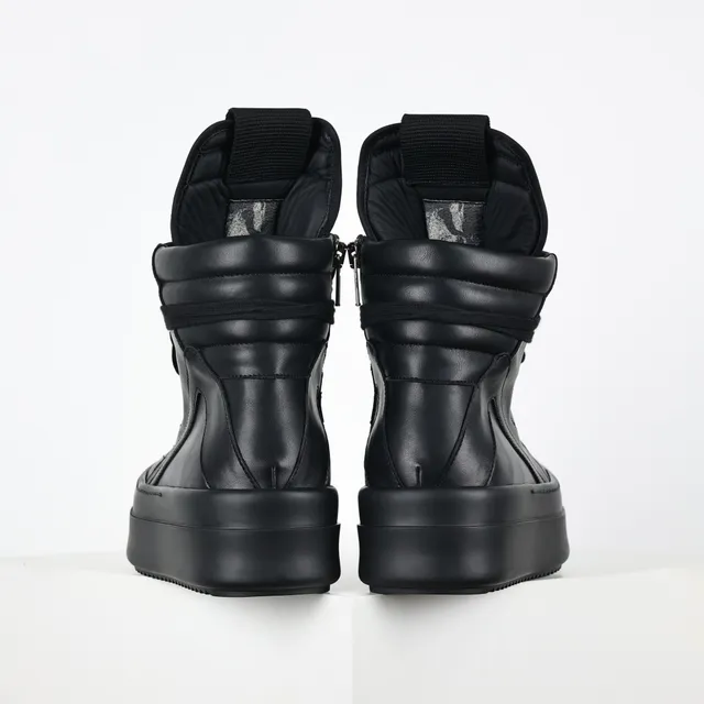 Black Leather Platform Ankle Boots 8