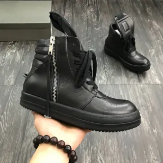 Black Leather Side Zipper Ankle Boots