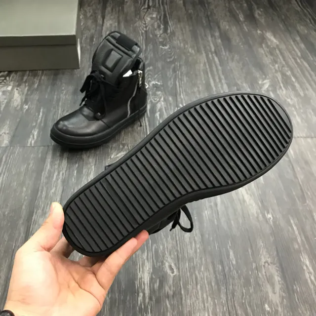 Black Leather Side Zipper Ankle Boots 2