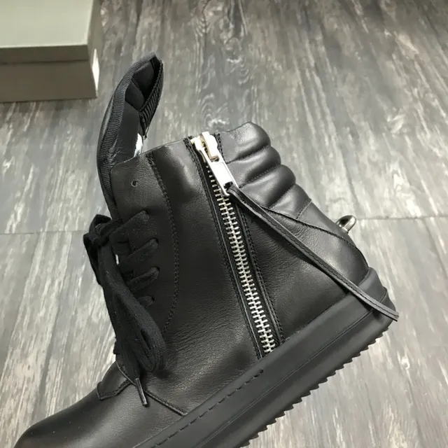 Black Leather Side Zipper Ankle Boots 5