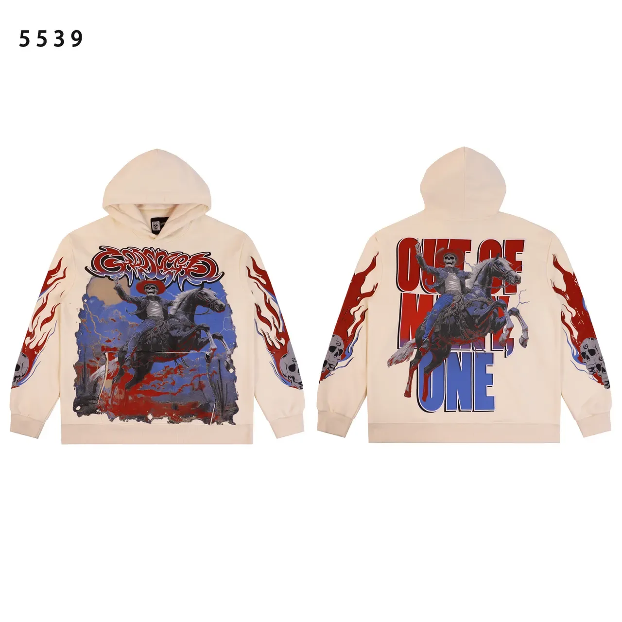 Black Multicolor Graphic-Print Oversized Fit Hoodie 3