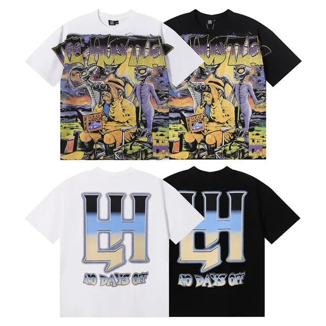 Black Multicolor Graphic-Print Oversized Fit T-Shirt 8