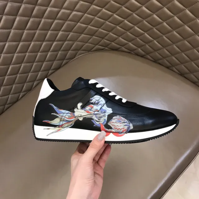 Black Multicolor Leather Upper Low-Top Silhouette Sneakers 1