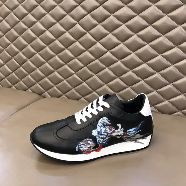 Black Multicolor Leather Upper Low-Top Silhouette Sneakers 5