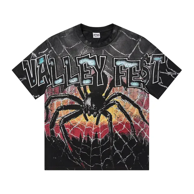 Black Multicolor Spider Web Graphic Print T-Shirt 2