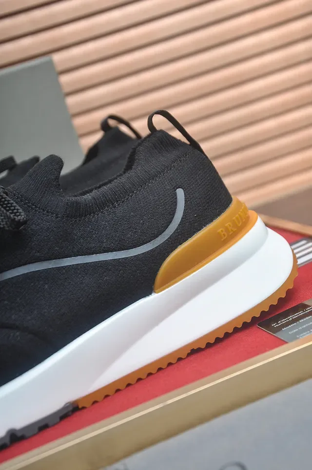Black Orange Knit Upper Sculpted Layered Midsole Sneakers 2