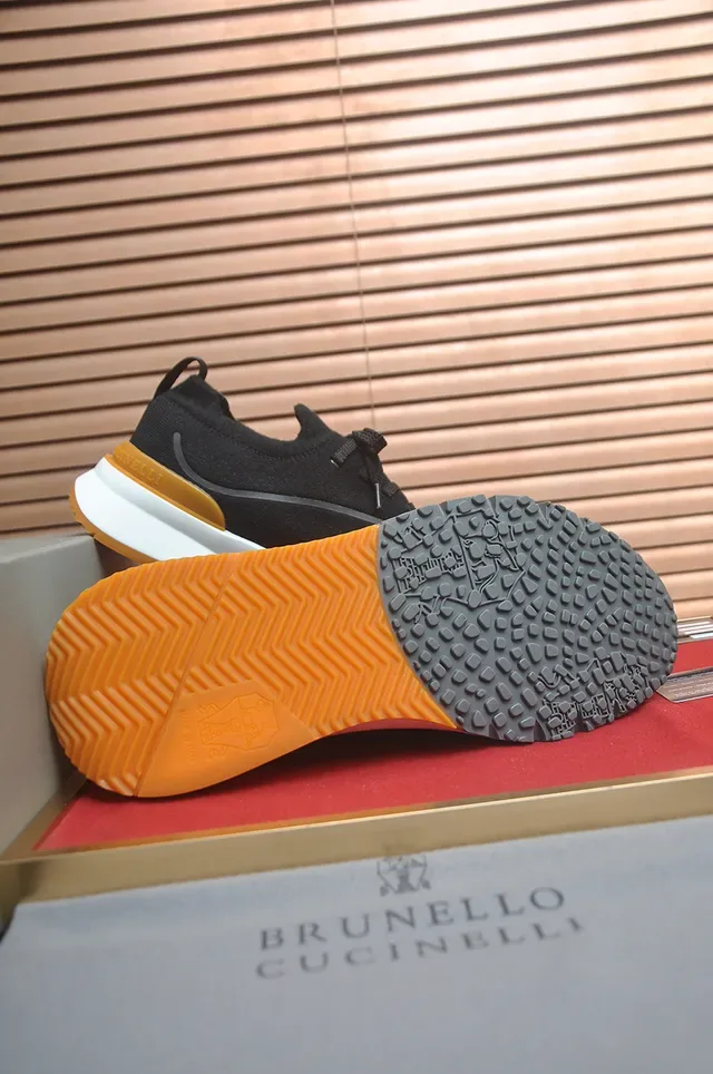 Black Orange Knit Upper Sculpted Layered Midsole Sneakers 3