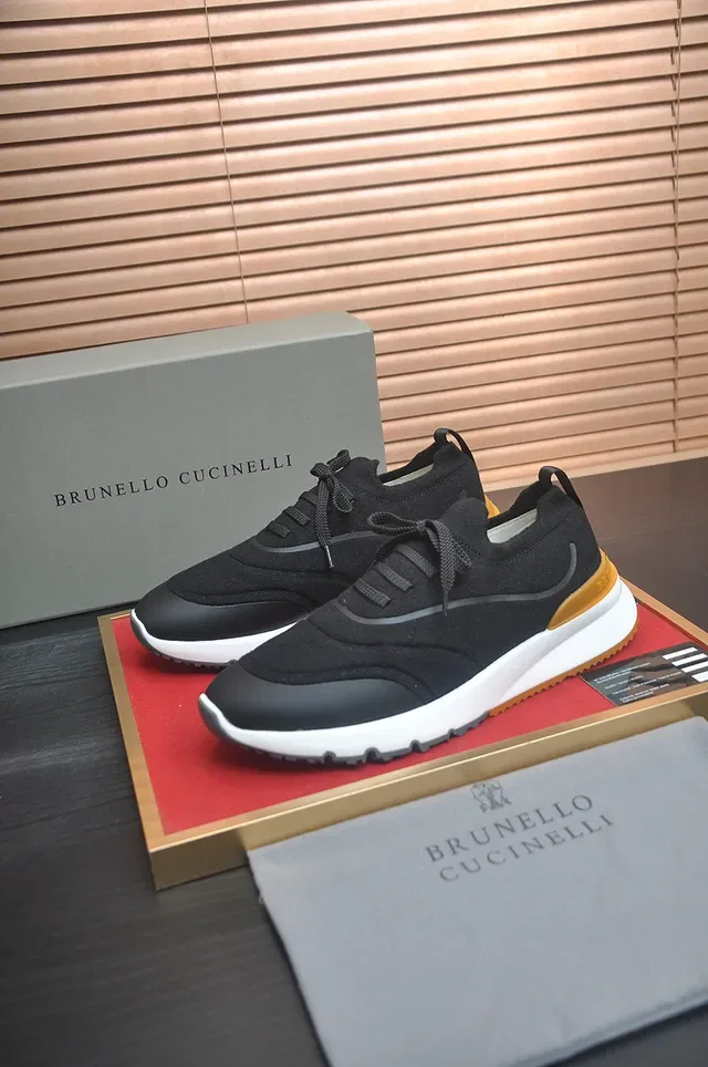 Black Orange Knit Upper Sculpted Layered Midsole Sneakers 4