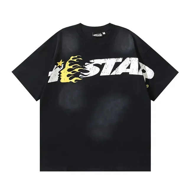 Black Oversized Graphic Flame Print T-Shirt 2