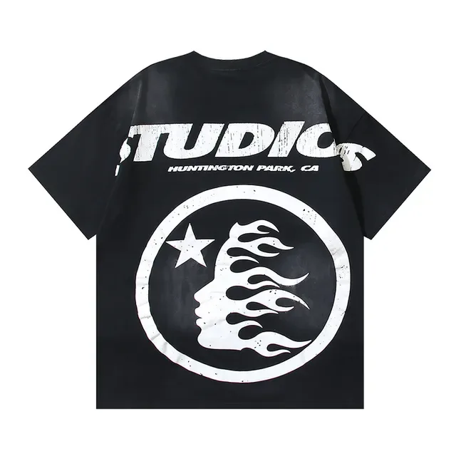 Black Oversized Graphic Flame Print T-Shirt 3