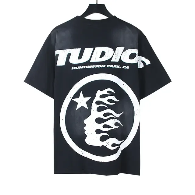 Black Oversized Graphic Flame Print T-Shirt 5