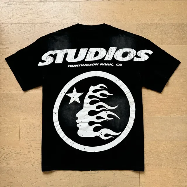 Black Oversized Graphic Flame Print T-Shirt 6