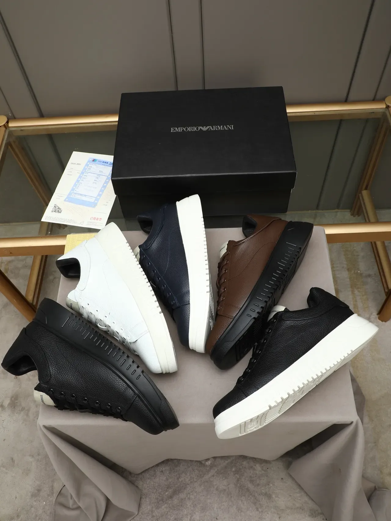 Black Pebbled Leather Platform Sneaker 2