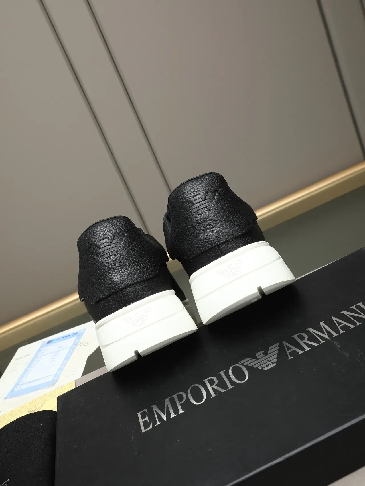 Black Pebbled Leather Platform Sneaker 4