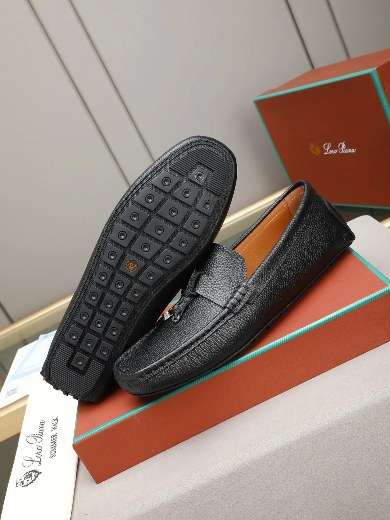 Black Pebbled Leather Tassel Loafer 3