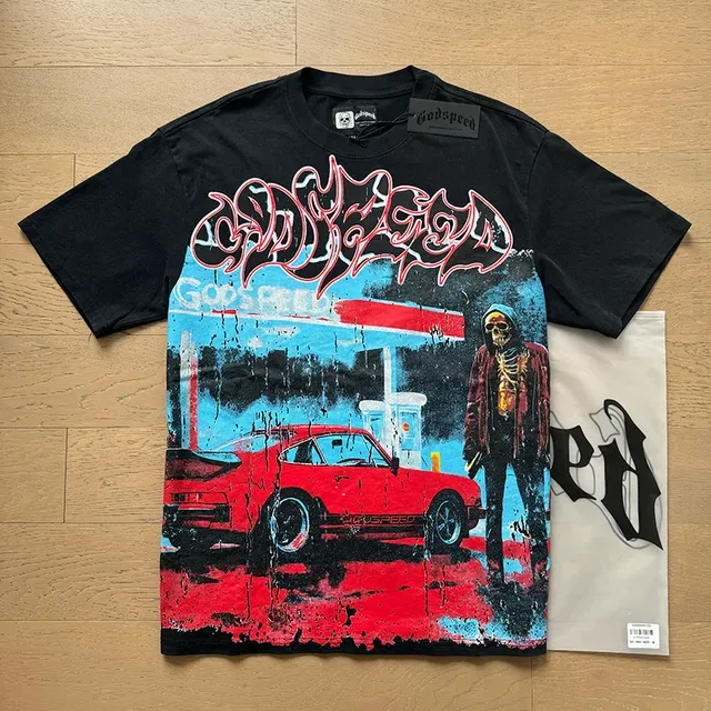 Black Red Graphic-Print Oversized Fit T-Shirt 5