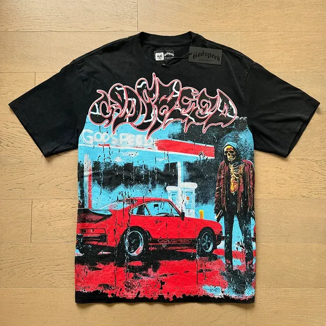 Black Red Graphic-Print Oversized Fit T-Shirt 6