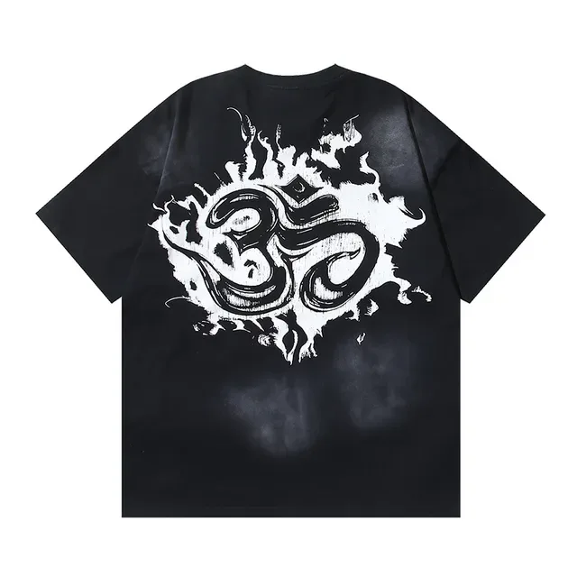 Black Red Oversized Fit Graphic Front Print T-Shirt 3