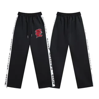 Black Side-Stripe Embroidered Logo Sweatpants