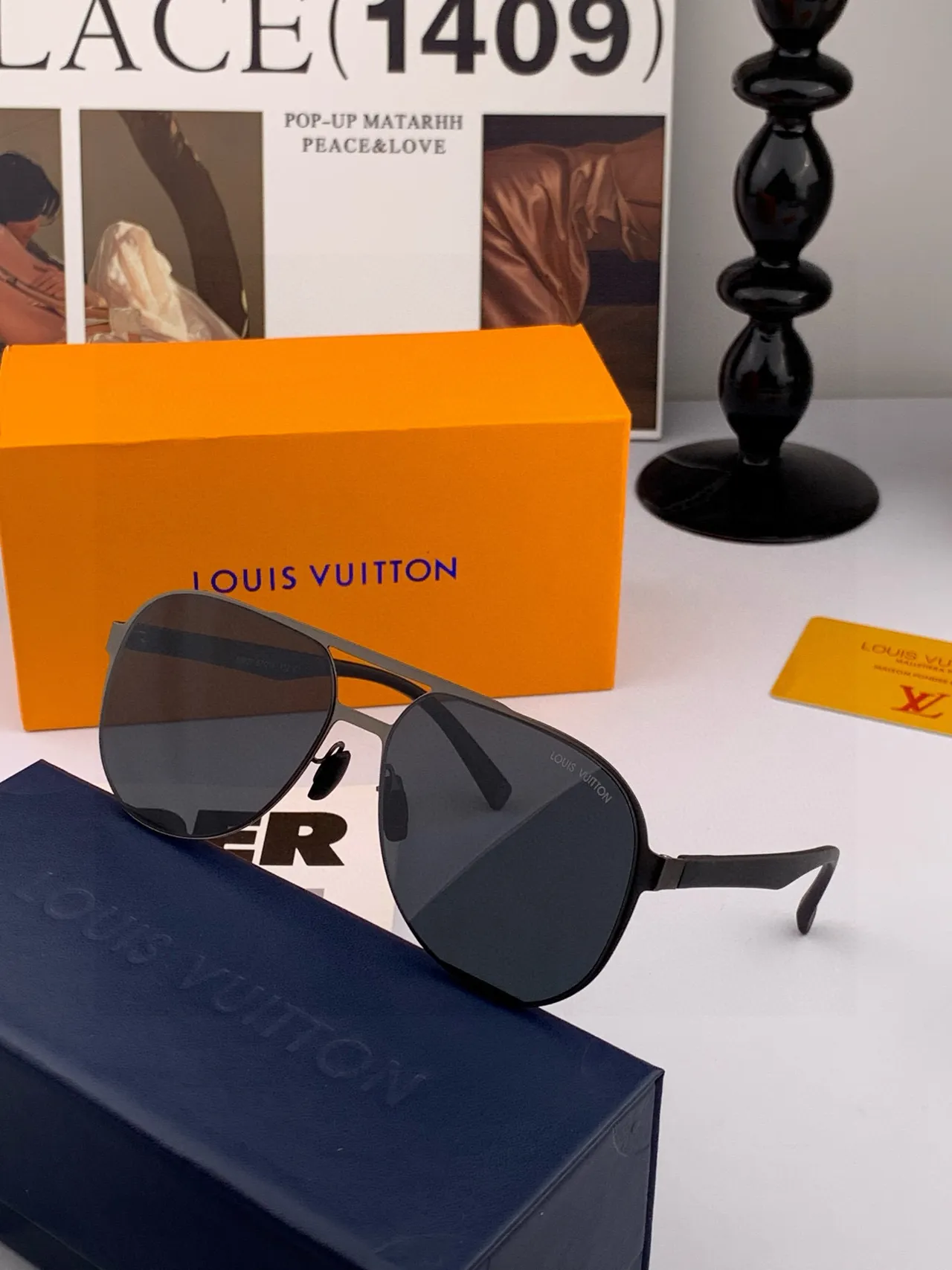 Black Silver Aviator-Style Metal Frame Sunglasses 2
