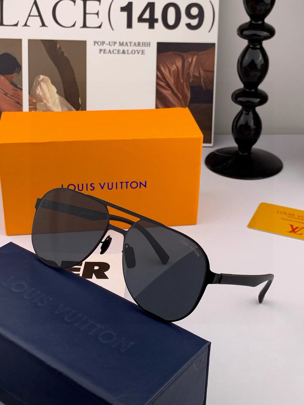 Black Silver Aviator-Style Metal Frame Sunglasses 4