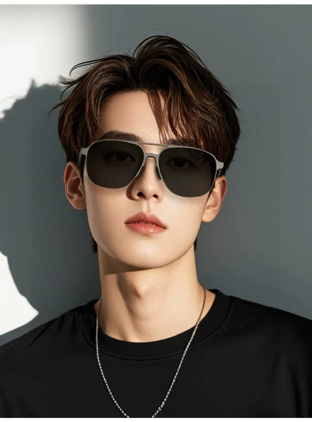 Black Silver Aviator-Style Metal Frame Sunglasses 9