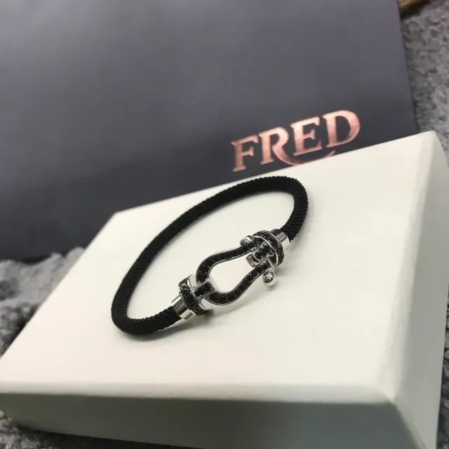 Black Silver Braided Cord Shackle Clasp Bracelet 3