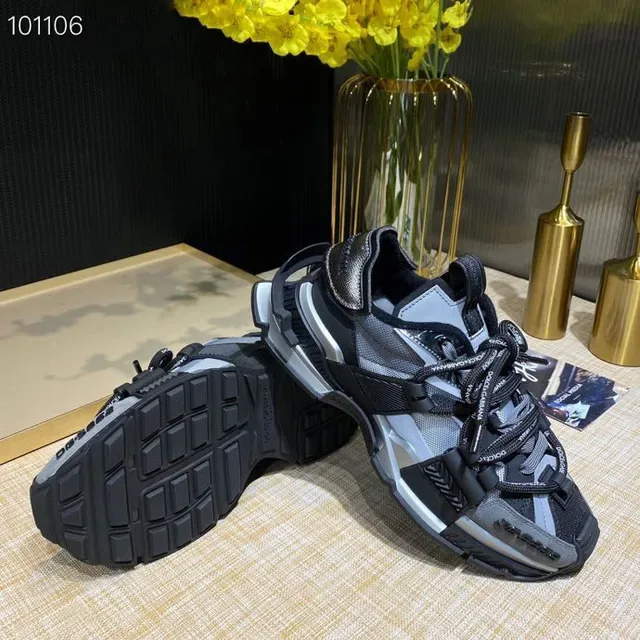 Black Silver Chunky Platform Sole Multi-Strap Lace System Sneakers 3
