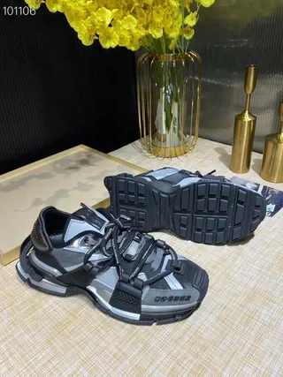 Black Silver Chunky Platform Sole Multi-Strap Lace System Sneakers 8