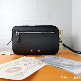 Black Silver Pebbled Leather Front Zip Pocket Crossbody Bag