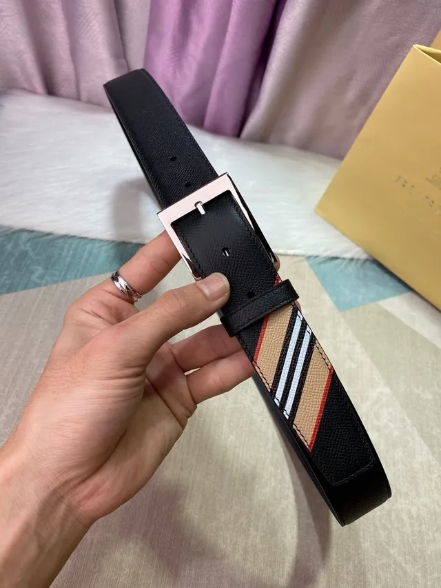 Black Silver Textured Rectangular Buckle Leather Belt 4