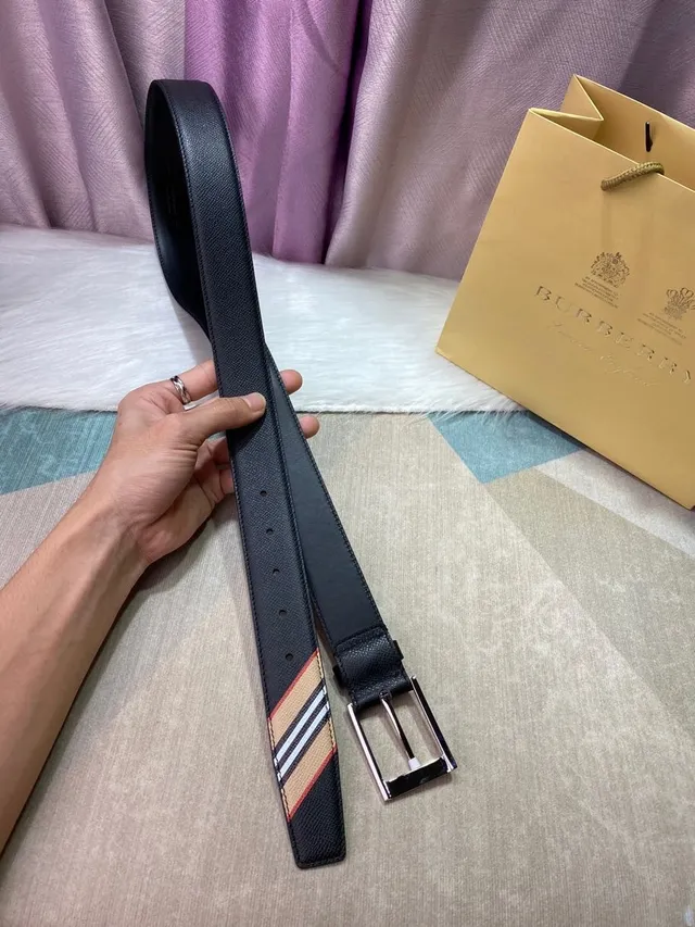 Black Silver Textured Rectangular Buckle Leather Belt 6