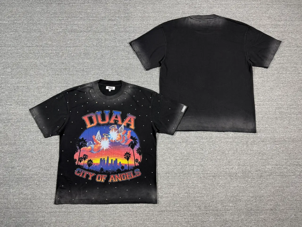 Black Speckled Graphic Print Oversized T-Shirt 2