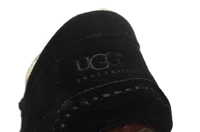Black Suede Shearling-Lined Moccasin Stitched Slip-On Loafers 5